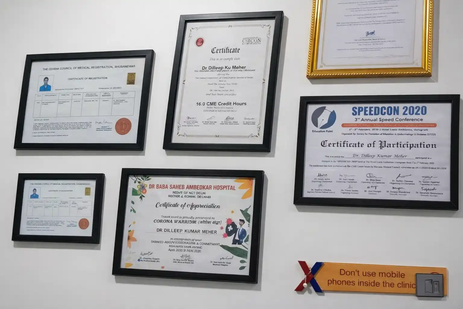 Awards and certificates of Dr. Dilleep Kumar Meher